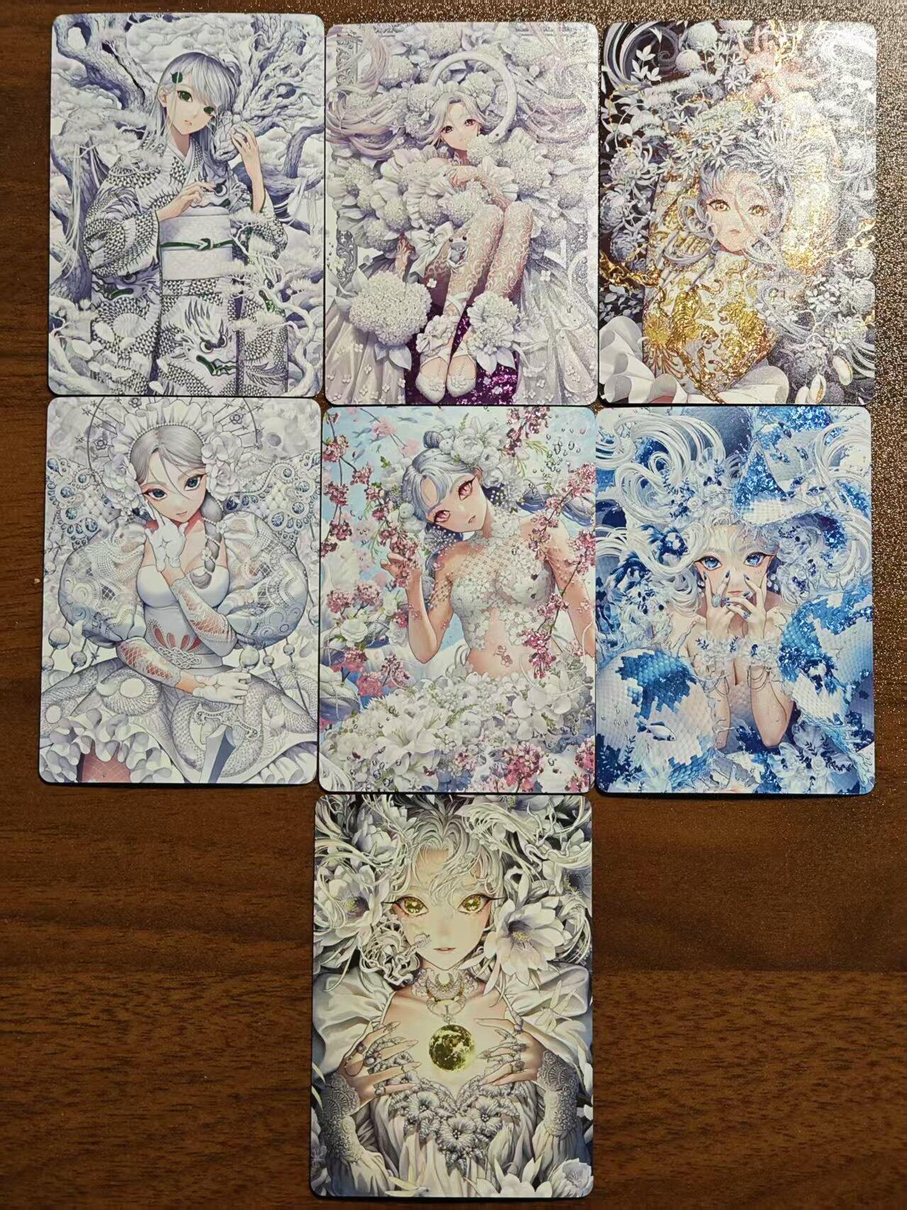 光影卡牌第八期，亲签卡，古风美女卡，各家套卡，持续收拍品 动漫二次元闪耀女神星光卡，一套7张