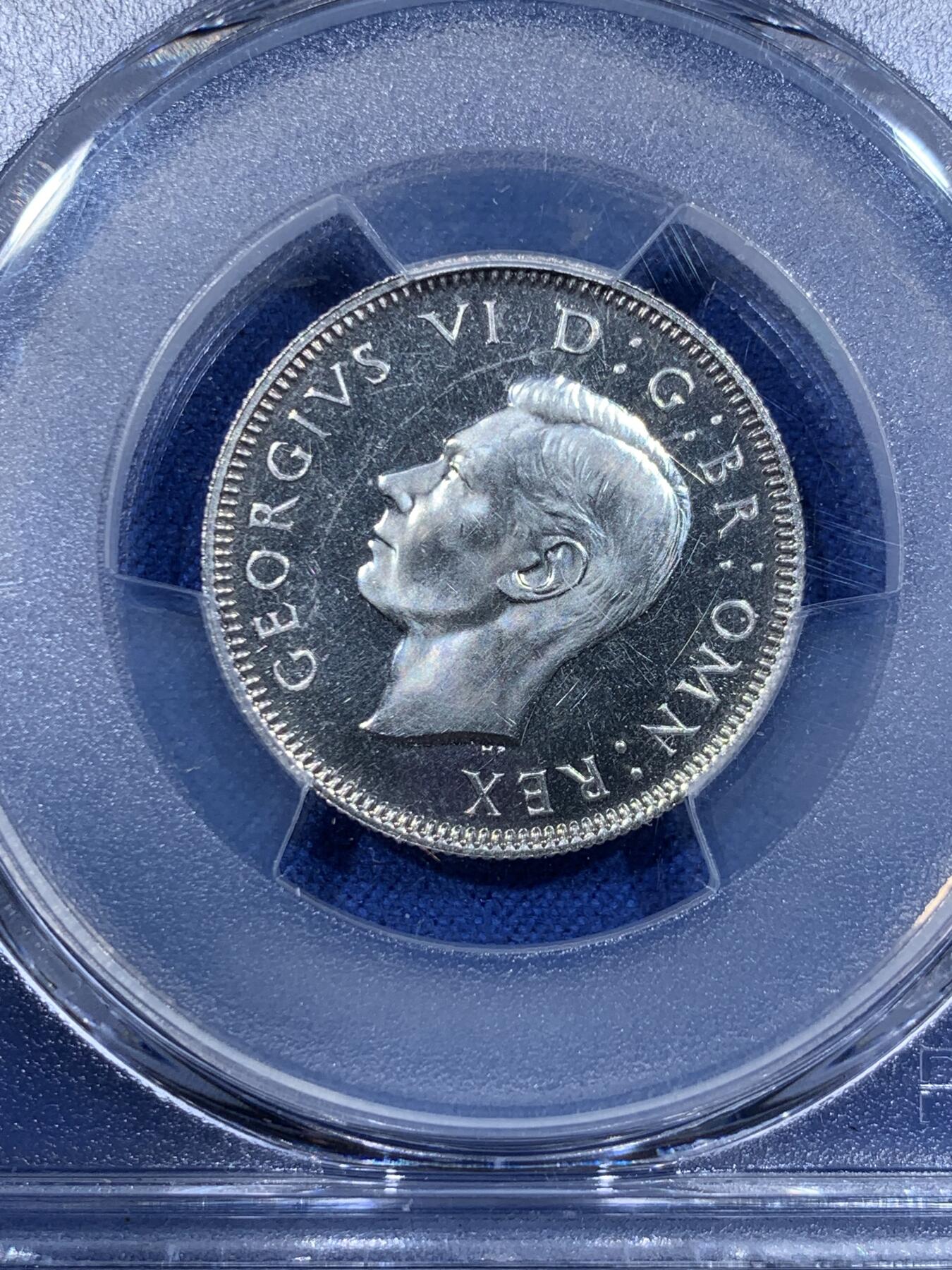 《竞宝斋》第362场 周日，周一，周二  3场连拍 （全场包邮） PCGS PR65CAM 英国 1937年 乔治六世 精制1先令 盒子有裂纹