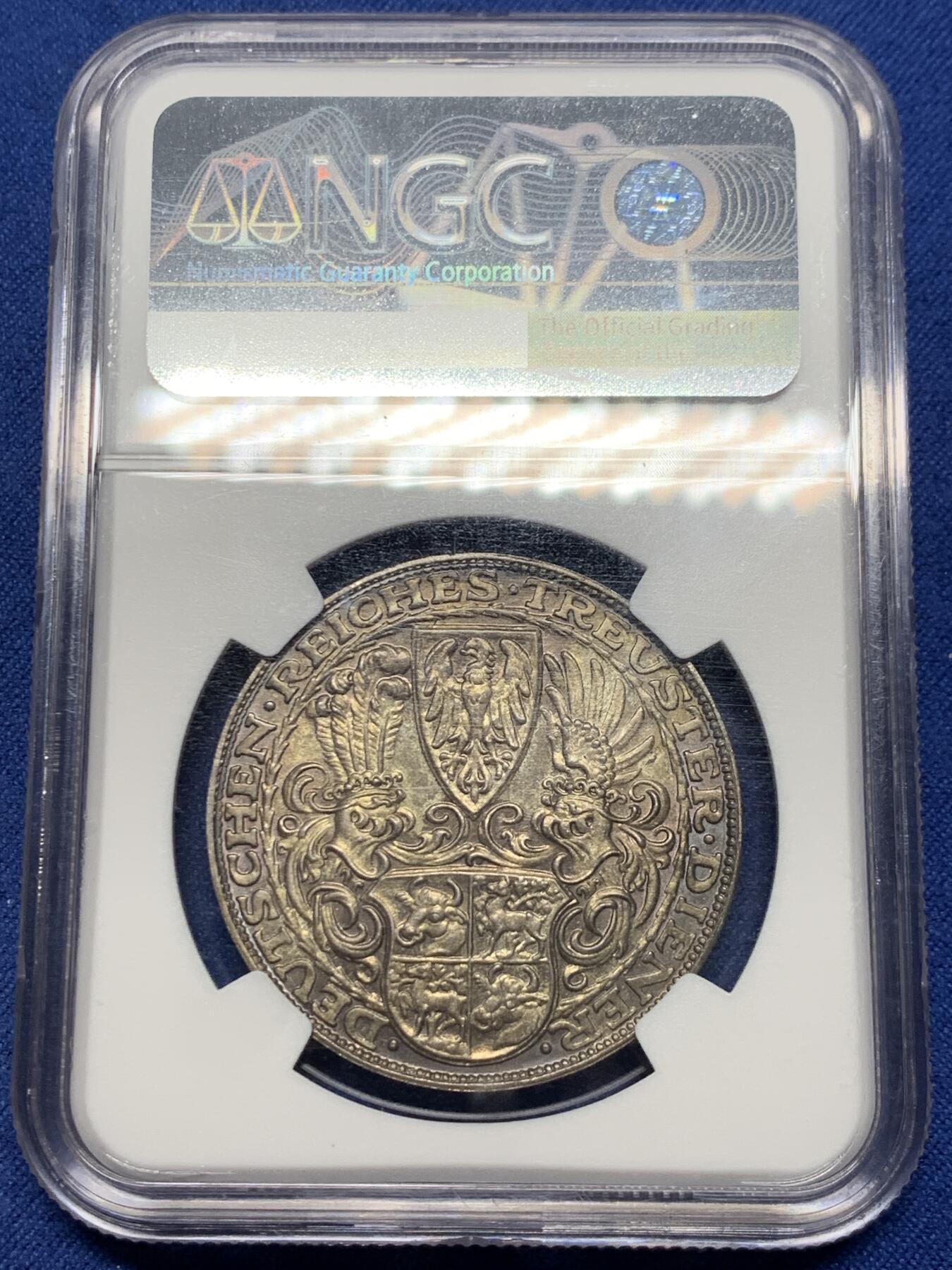 《竞宝斋》第362场 周日，周一，周二  3场连拍 （全场包邮） NGC MS64 德国 1927年 兴登堡80大寿纪念5马克币型章