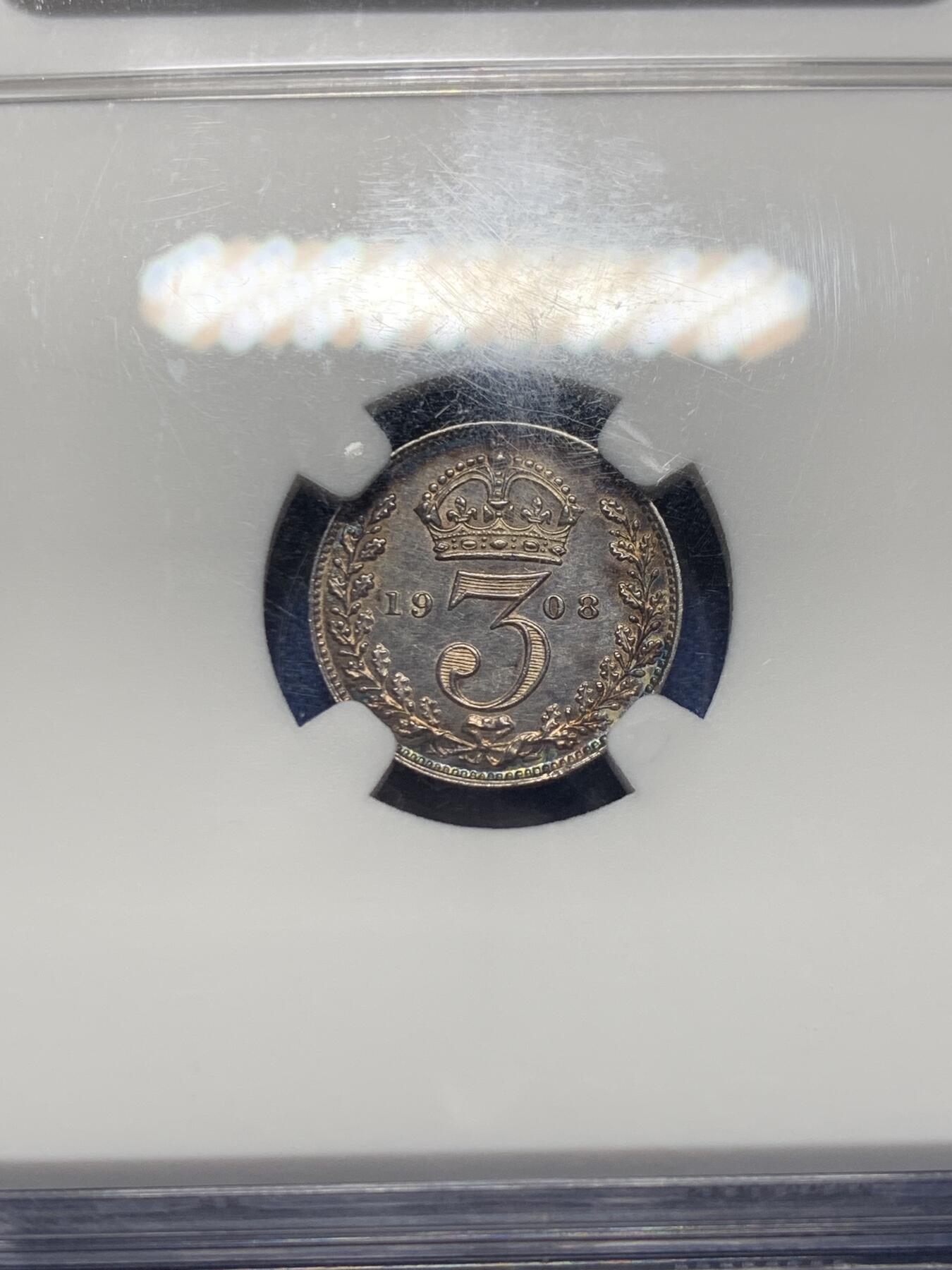 《竞宝斋》第362场 周日，周一，周二  3场连拍 （全场包邮） 四枚一组 NGC MS61-62 英国1908年爱德华七世濯足节银币
