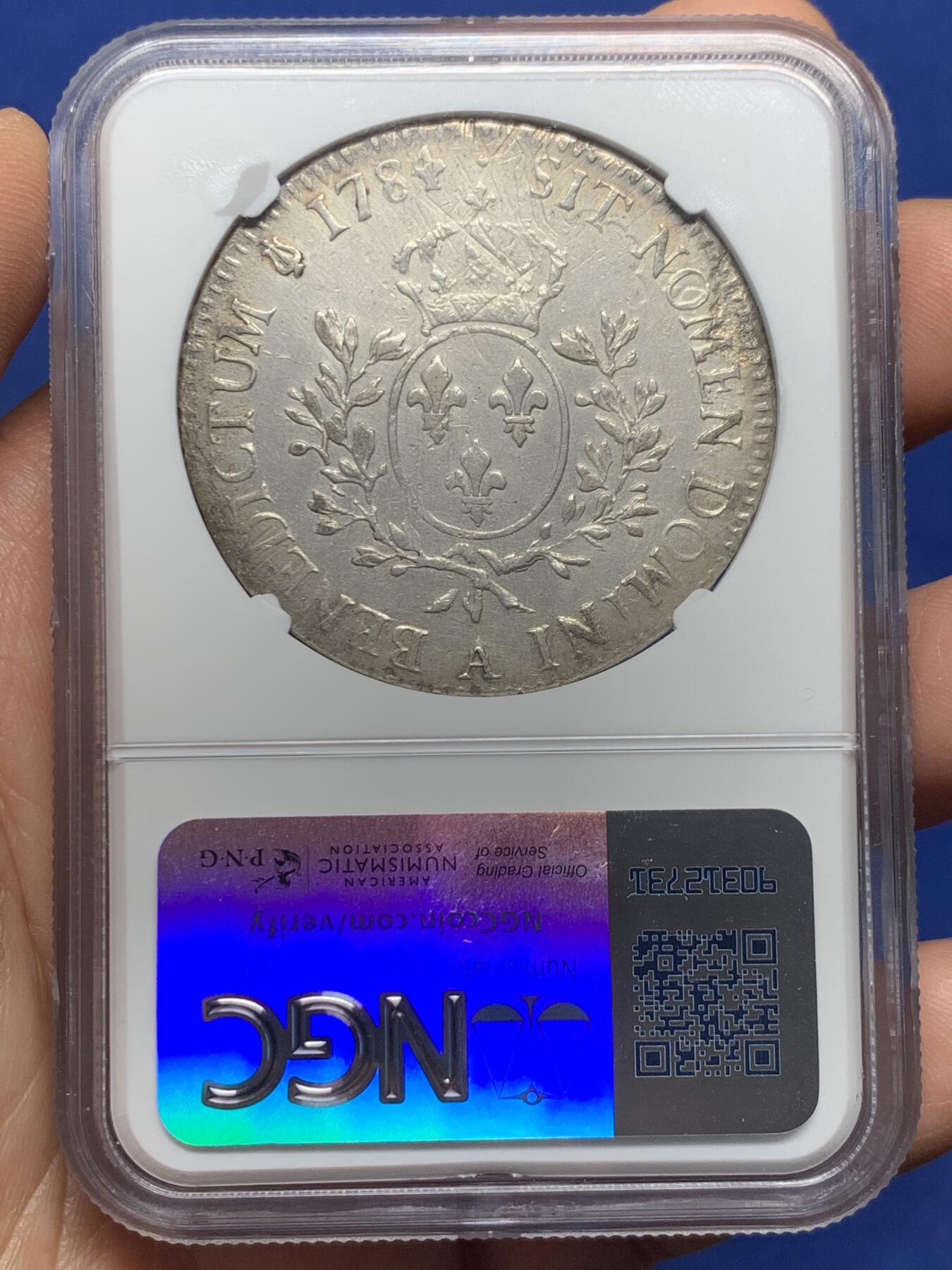 《竞宝斋》第362场 周日，周一，周二  3场连拍 （全场包邮） NGC AUD 法国 1784A 路易十六 1埃居 银币