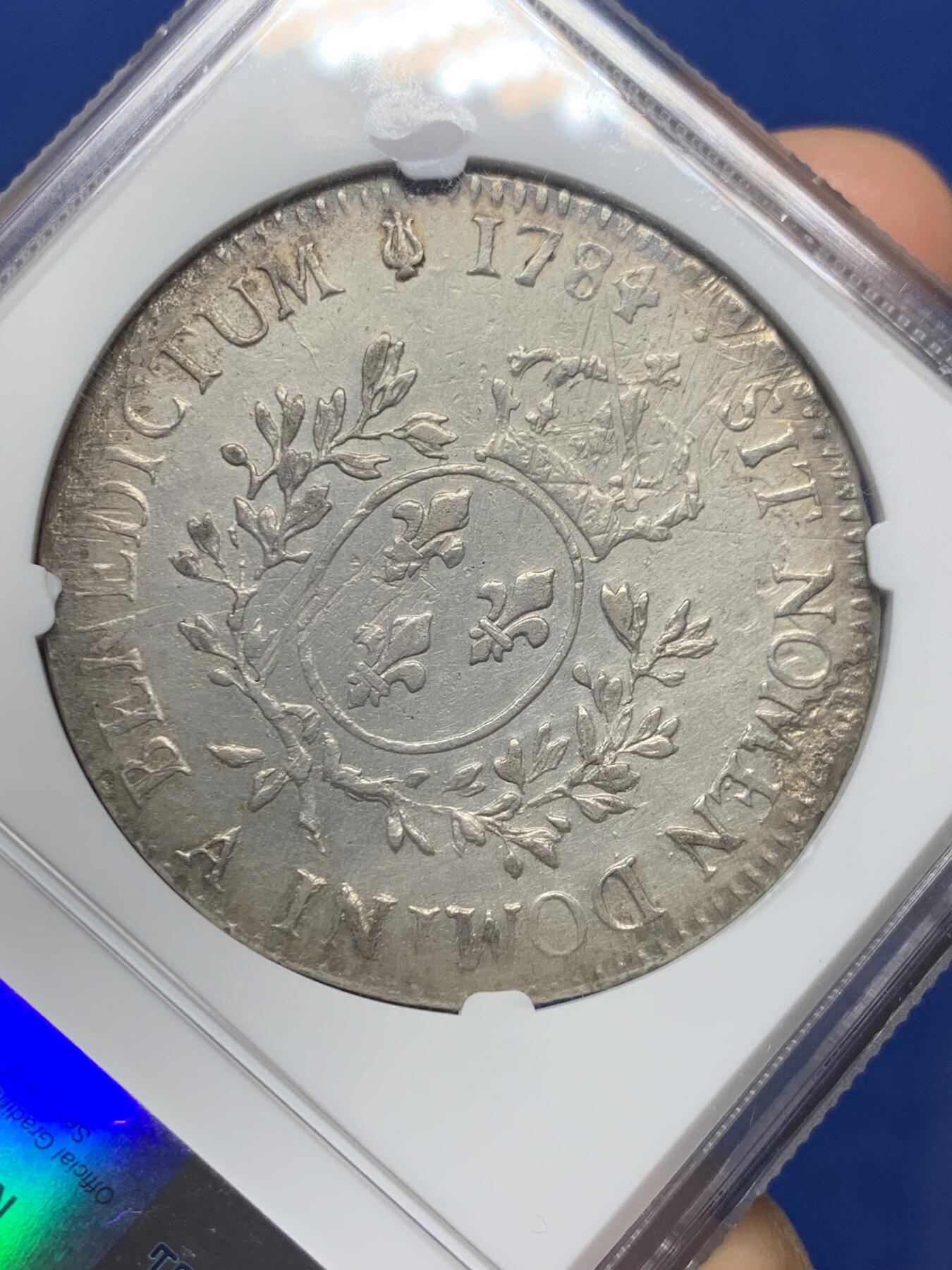《竞宝斋》第362场 周日，周一，周二  3场连拍 （全场包邮） NGC AUD 法国 1784A 路易十六 1埃居 银币