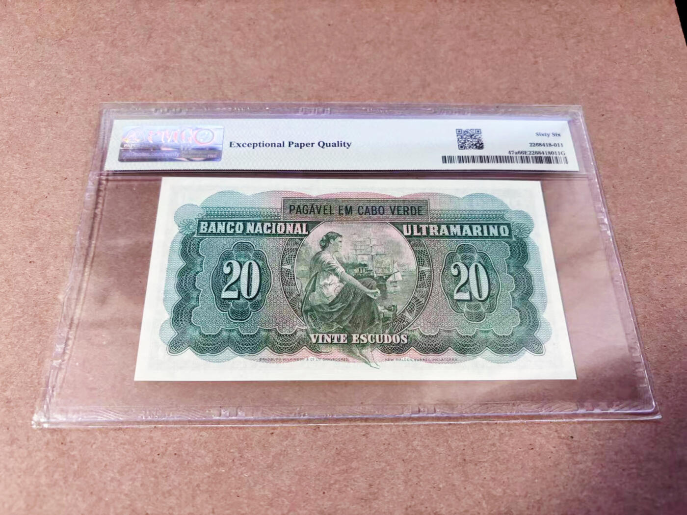 【Blue Auction】世界纸币精拍第634期【精】——16级TOP拍卖/信誉/品质/专业/高效💫 佛得角 1958年20埃斯库多 PMG66EPQ 