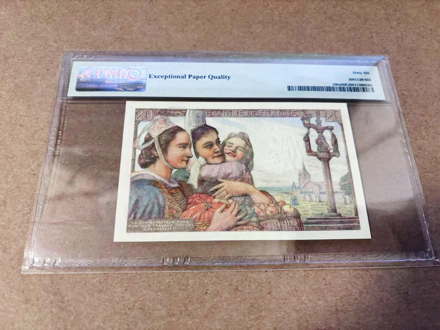 【Blue Auction】世界纸币精拍第634期【精】——16级TOP拍卖/信誉/品质/专业/高效💫 法国1943年20法郎 PMG66EPQ  