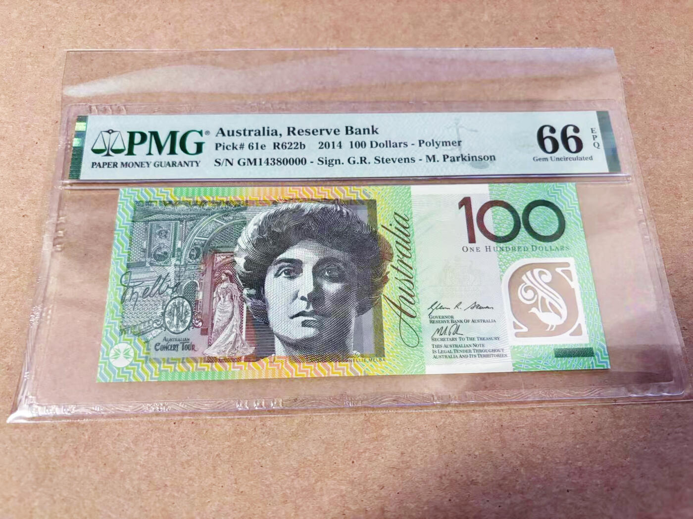 【Blue Auction】世界纸币精拍第634期【精】——16级TOP拍卖/信誉/品质/专业/高效💫 【0000狮子号】澳大利亚 2014年100元 PMG66EPQ 