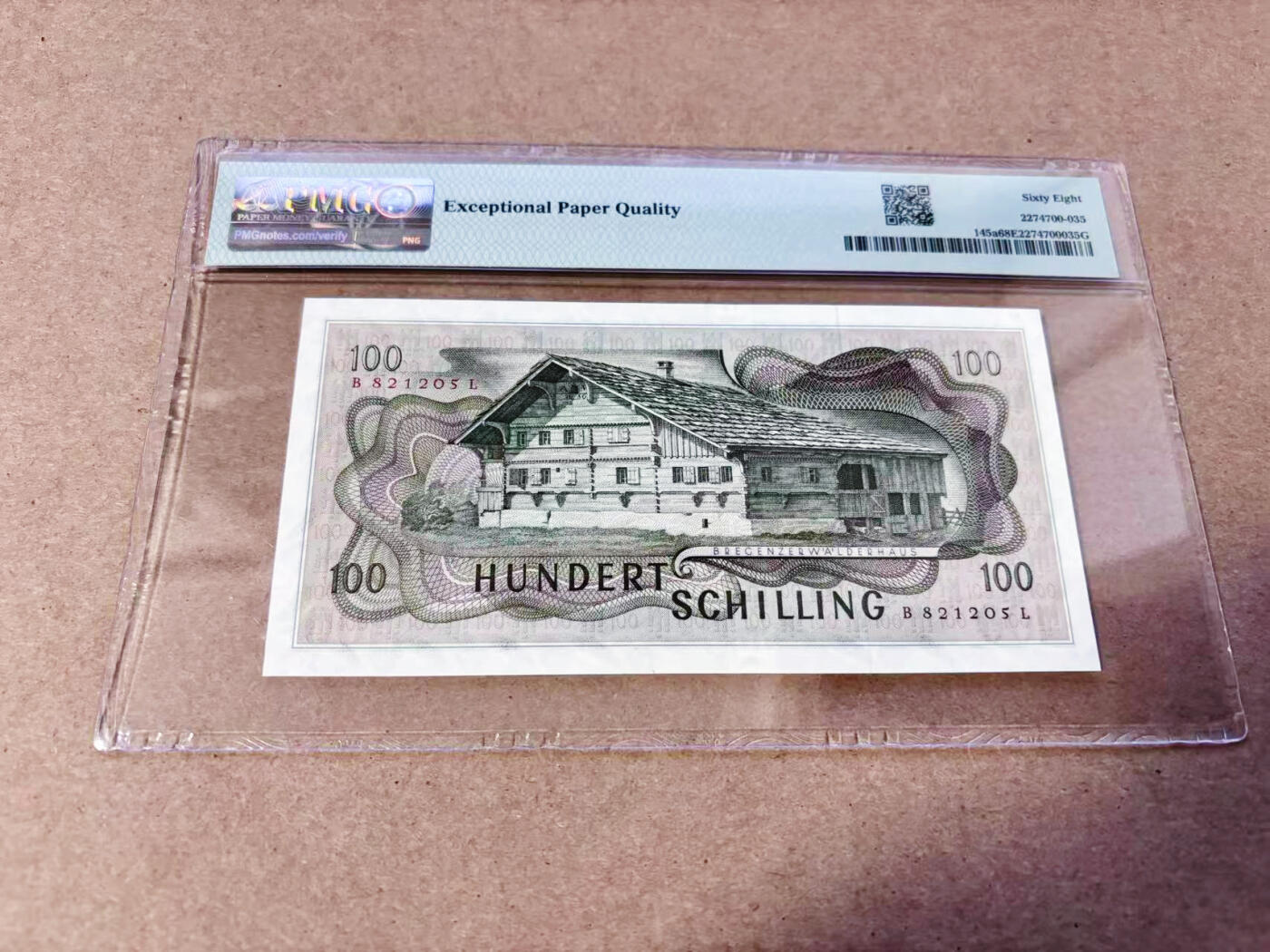 【Blue Auction】世界纸币精拍第634期【精】——16级TOP拍卖/信誉/品质/专业/高效💫 【无47】奥地利 1969年100先令  PMG68EPQ 超高分