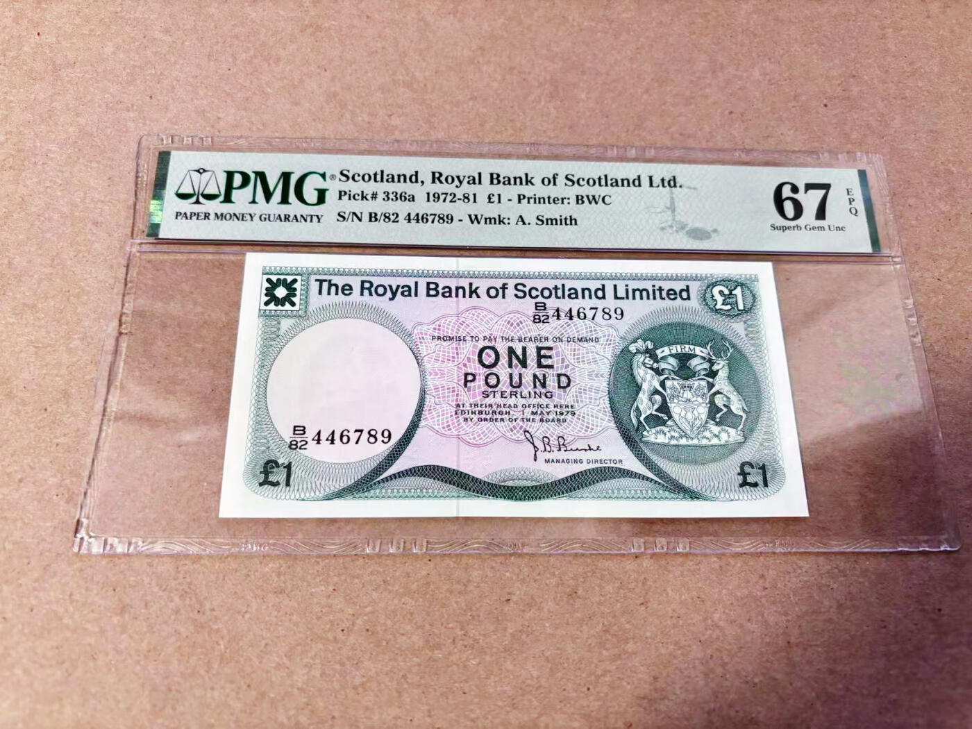 【Blue Auction】世界纸币精拍第634期【精】——16级TOP拍卖/信誉/品质/专业/高效💫 苏格兰 1979年1镑 PMG67EPQ 高分