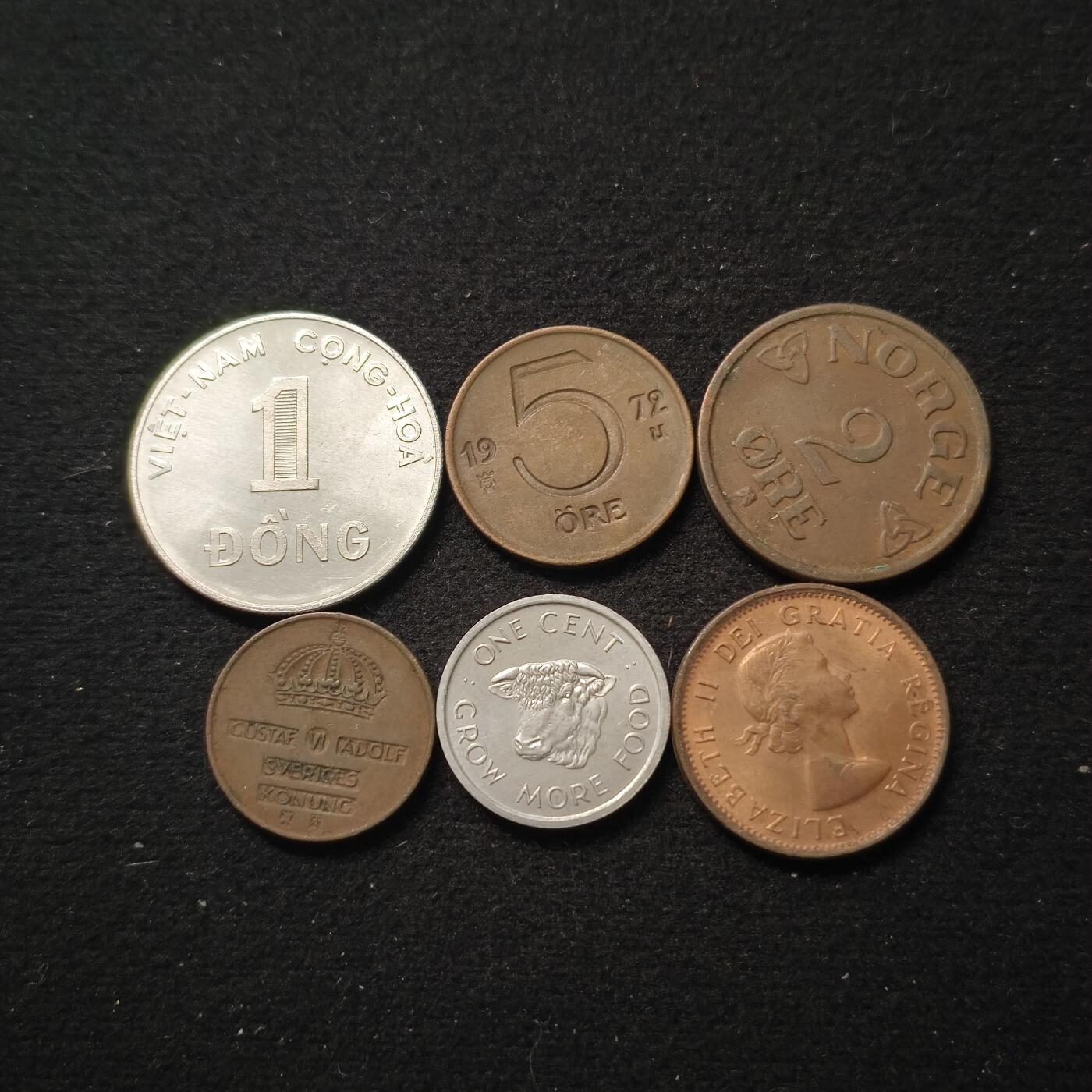 世界各国各年份散币6枚一组-越南+挪威+瑞典+塞舌尔+加拿大- 纯粹钱币- 纯粹钱币- 麦稀奇