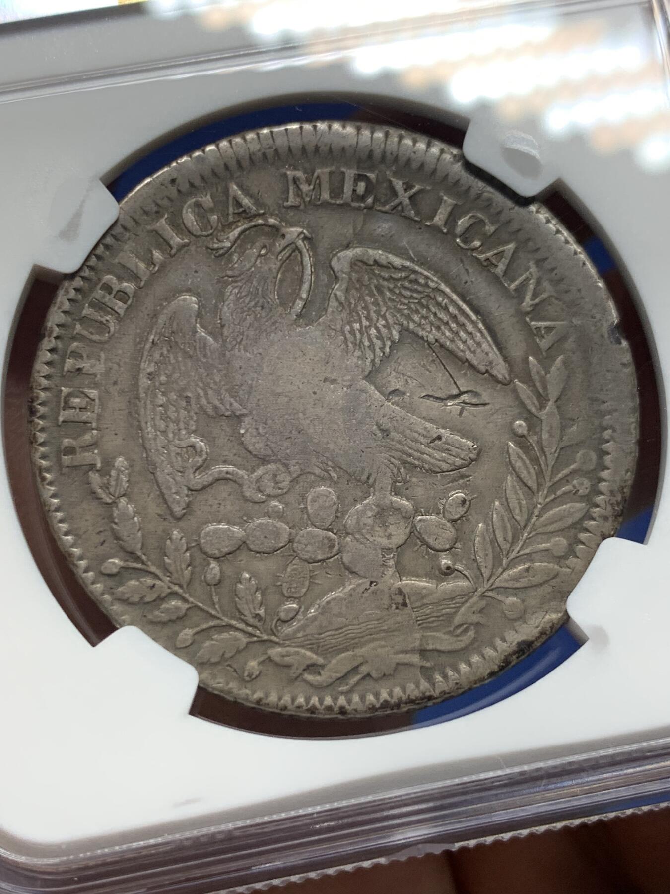 《竞宝斋》第362场 周日，周一，周二  3场连拍 （全场包邮） NGC XFD 墨西哥1842年鹰洋8里亚尔银币 少见早期鹰洋