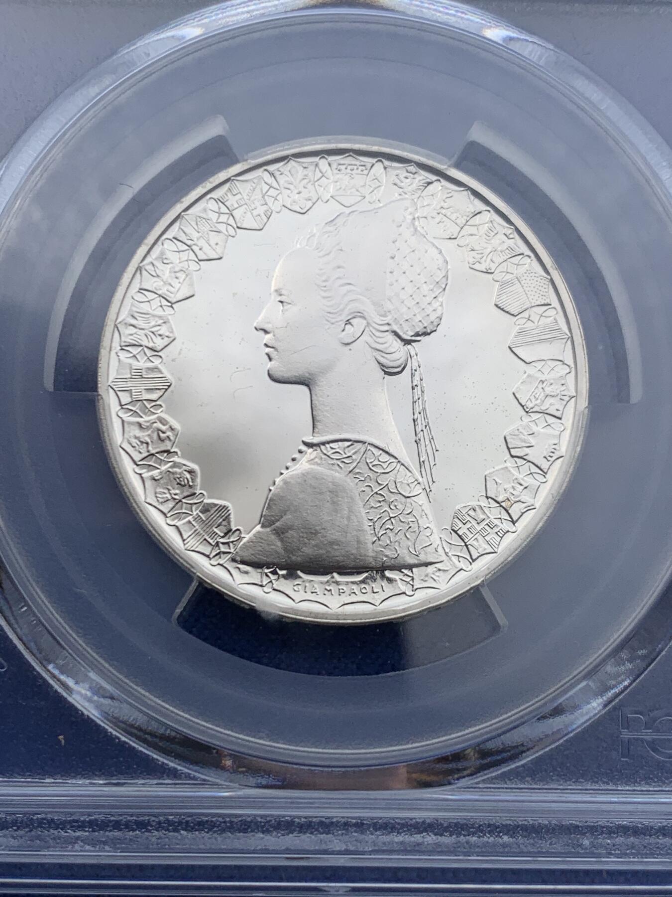 《竞宝斋》第362场 周日，周一，周二  3场连拍 （全场包邮） PCGS PR68DCAM 意大利 1985年 女神 500里拉 银币 霜光十足 亚军分