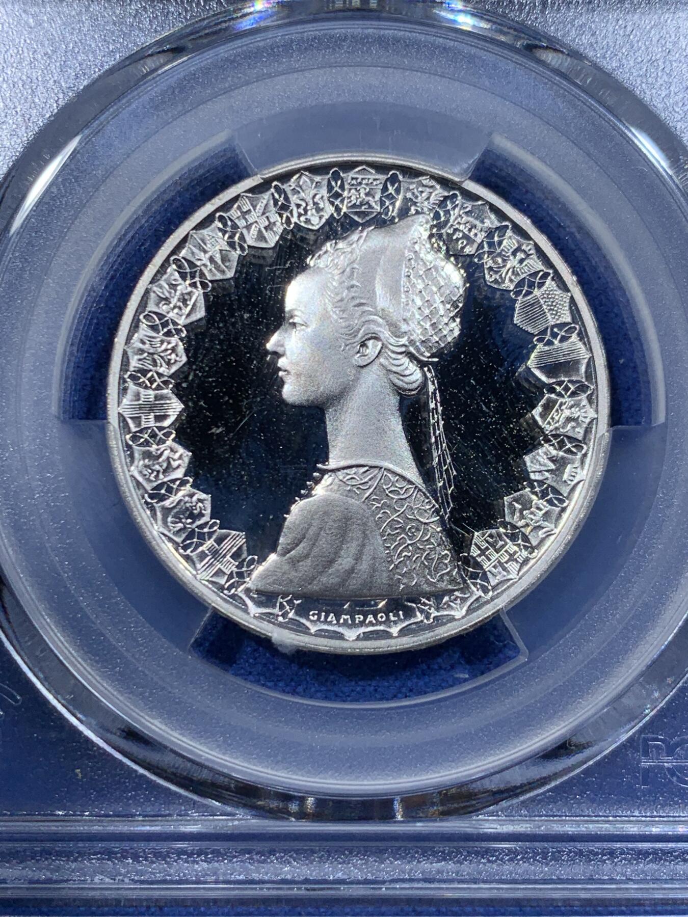 《竞宝斋》第362场 周日，周一，周二  3场连拍 （全场包邮） PCGS PR68DCAM 意大利 1985年 女神 500里拉 银币 霜光十足 亚军分