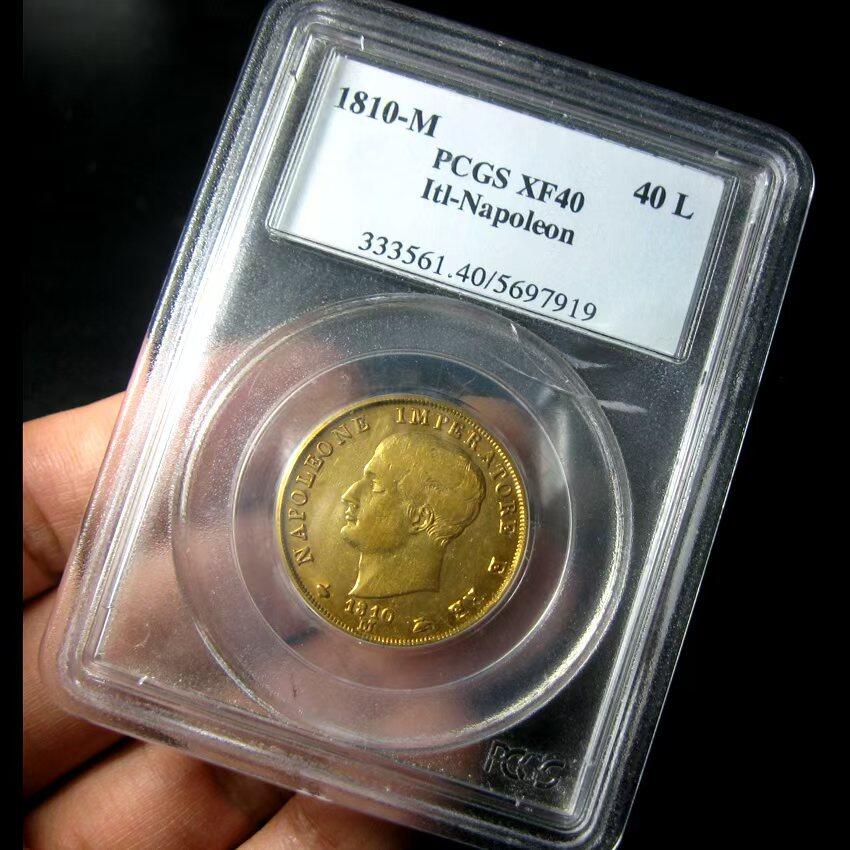 PCGS-XF40意大利拿破仑金币,拿破仑一世40里拉,1810M,老盒评级