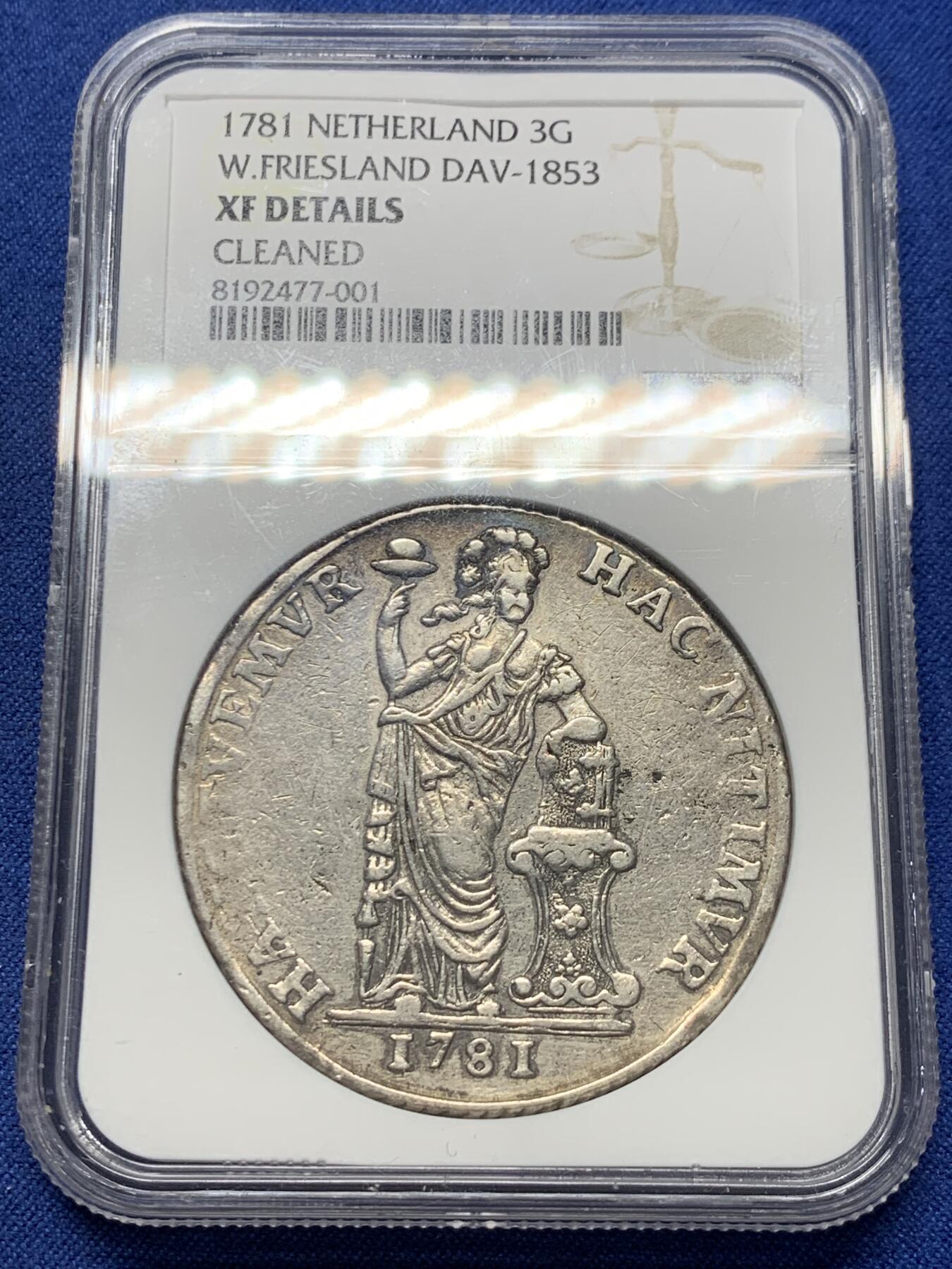 《竞宝斋》第363场 周日，周一，周二  3场连拍 （全场包邮） NGC XFD 尼德兰1781年西弗里斯兰省3G大银币