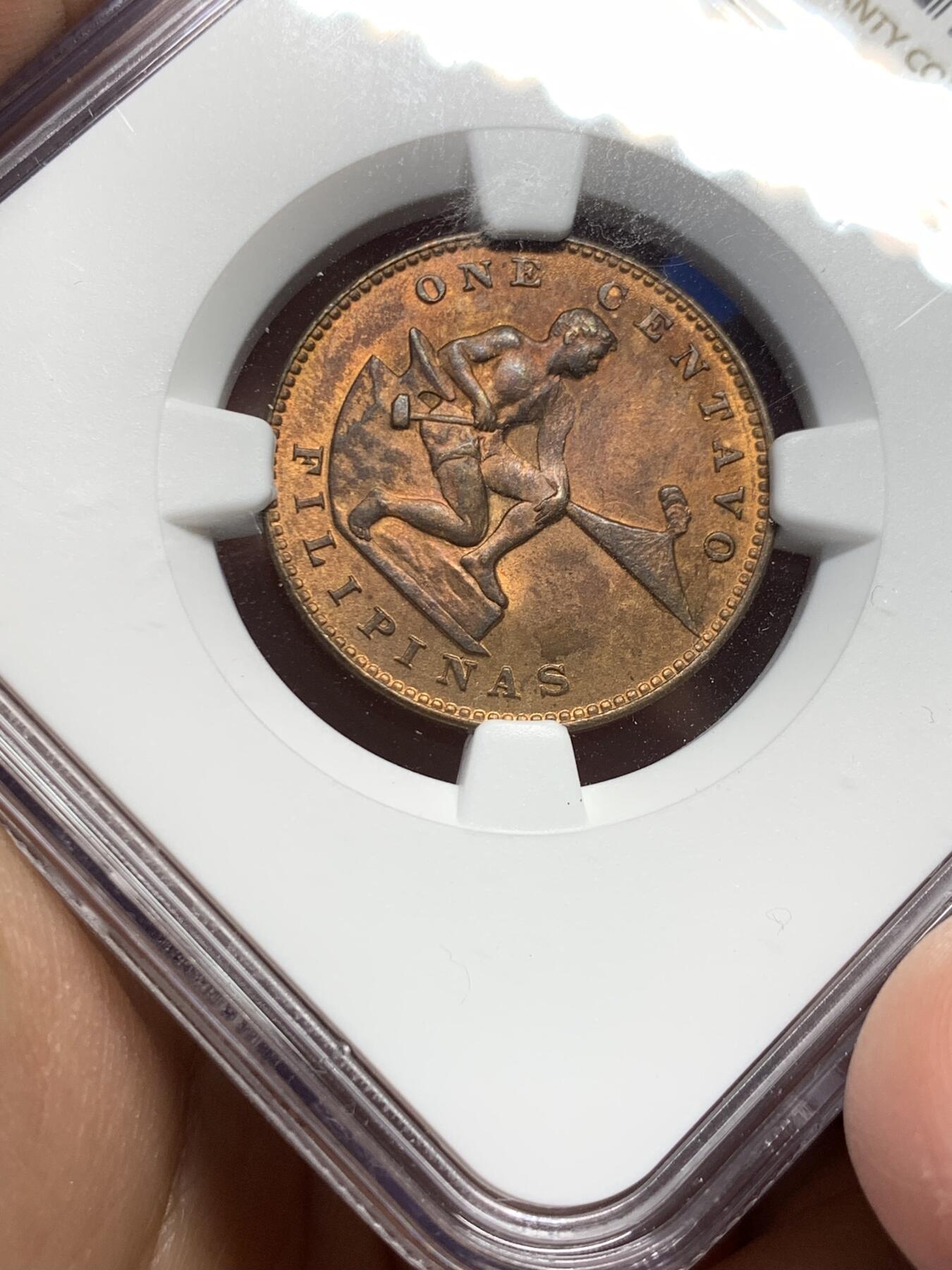 《竞宝斋》第363场 周日，周一，周二  3场连拍 （全场包邮） NGC MS63RB 美属菲律宾 1944年 1分铜币