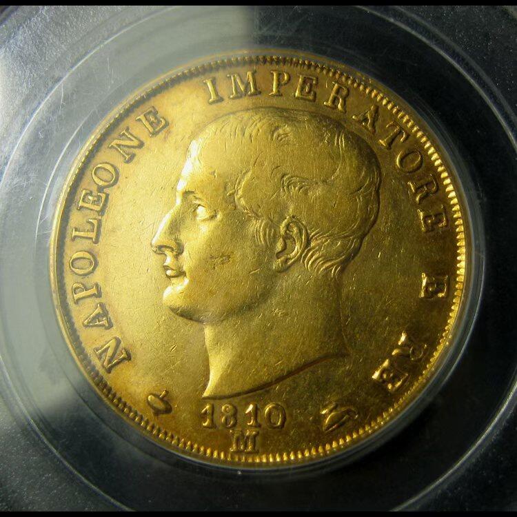 PCGS-XF40意大利拿破仑金币,拿破仑一世40里拉,1810M,老盒评级