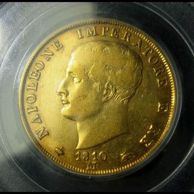 PCGS-XF40意大利拿破仑金币,拿破仑一世40里拉,1810M,老盒评级 - PCGS-XF40意大利拿破仑金币,拿破仑一世40里拉,1810M,老盒评级