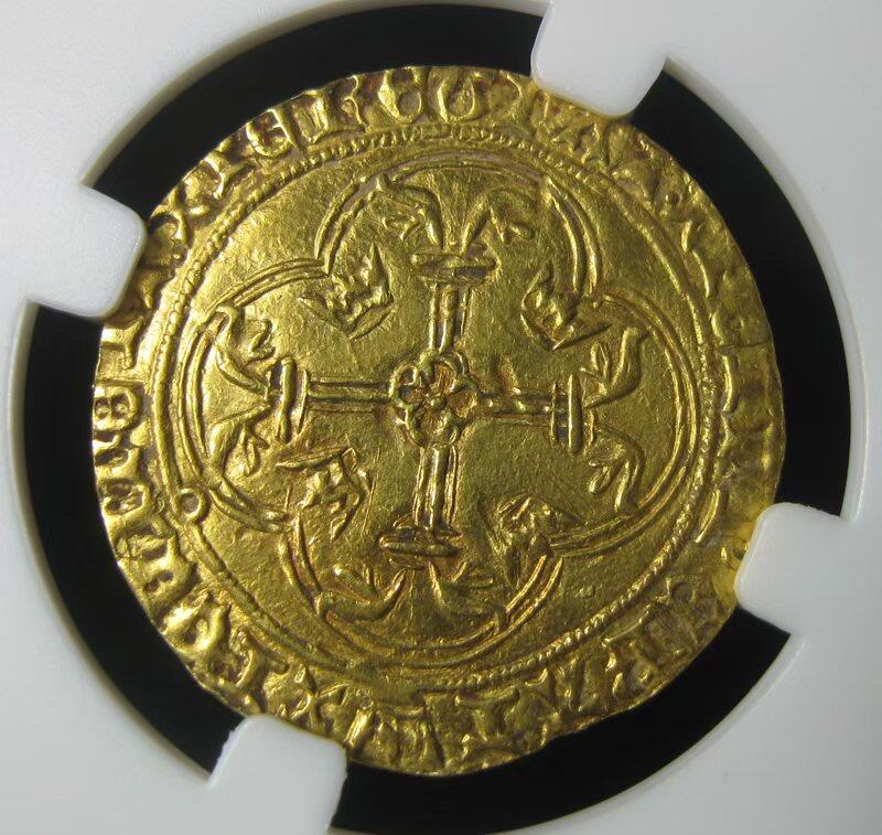 法国中世纪金币,查理七世金埃居,英法百年战争圣女贞德时期,1422-1461,28mm3.34g,裸币