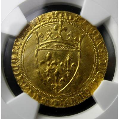 NGC-MS63英法百年战争-法国查理六世金埃居金币,1380-1422年，28mm,3.90g,中世纪金币 - NGC-MS63英法百年战争-法国查理六世金埃居金币,1380-1422年，28mm,3.90g,中世纪金币