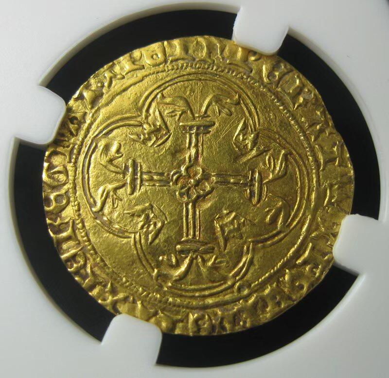 法国中世纪金币,查理七世金埃居,英法百年战争圣女贞德时期,1422-1461,28mm3.34g,裸币