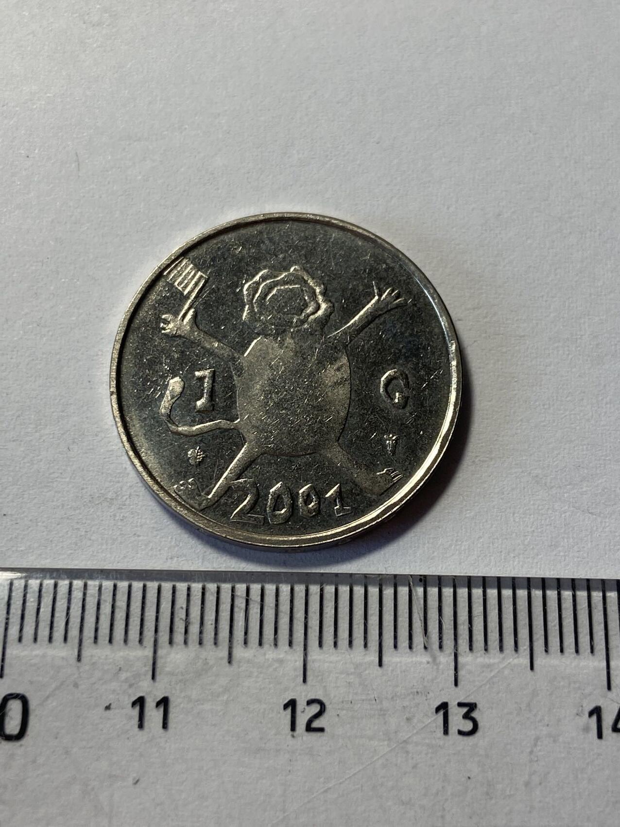 世界各国流通币专场，第二期 2001年荷兰1盾，微瑕，纪念币最后的盾