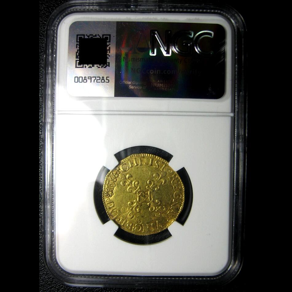 NGC-MS61法国金币，少见法国查理IX世金埃居，24mm3.34g,NGC评级
