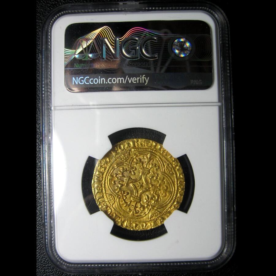 NGC-MS63英法百年战争-法国查理六世金埃居金币,1380-1422年，28mm,3.90g,中世纪金币