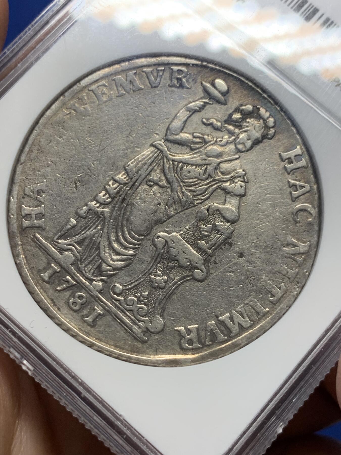 《竞宝斋》第363场 周日，周一，周二  3场连拍 （全场包邮） NGC XFD 尼德兰1781年西弗里斯兰省3G大银币