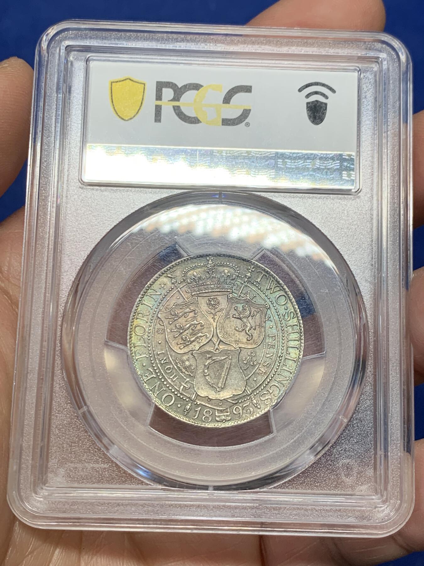 《竞宝斋》第363场 周日，周一，周二  3场连拍 （全场包邮） PCGS MS63 英国1893年维多利亚披纱2先令银币