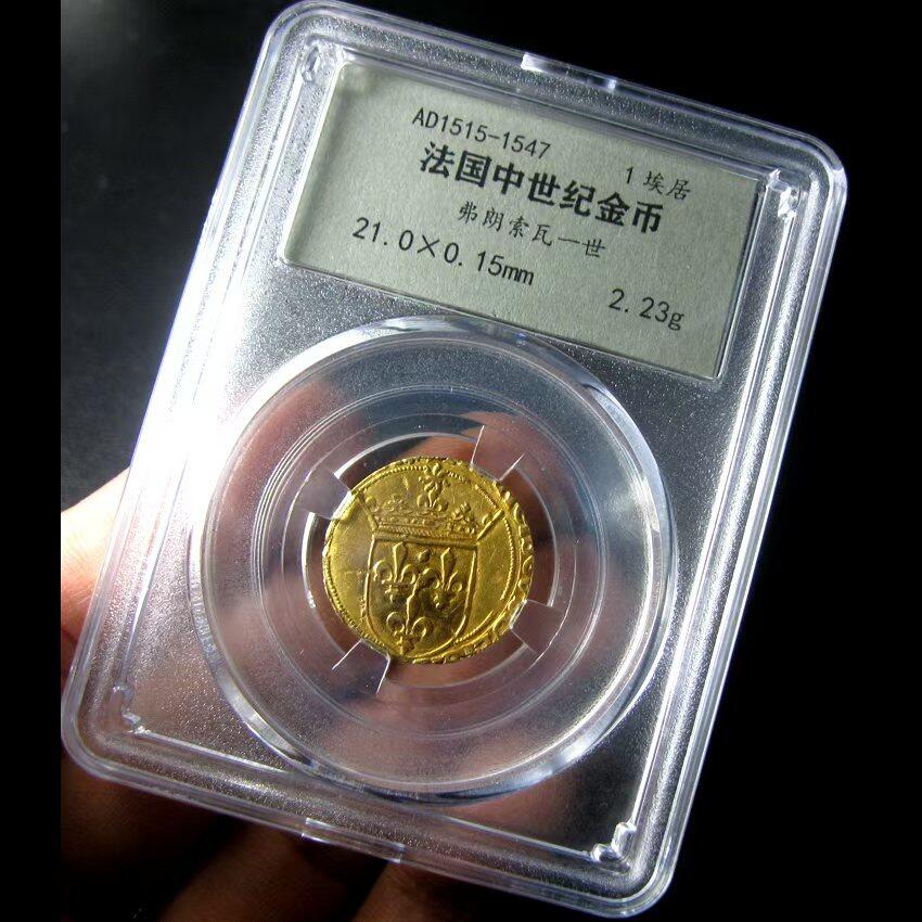 法国中世纪金币,弗朗索瓦一世1埃居,1515-1547,21mm2.23g