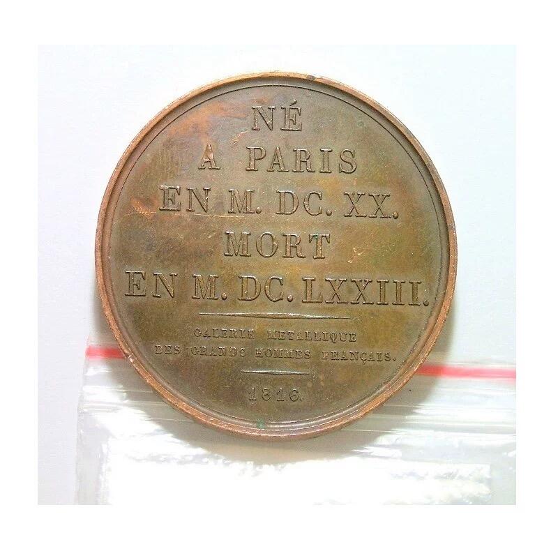 法国1816年 大文豪莫里哀高浮雕精制大铜章 40MM