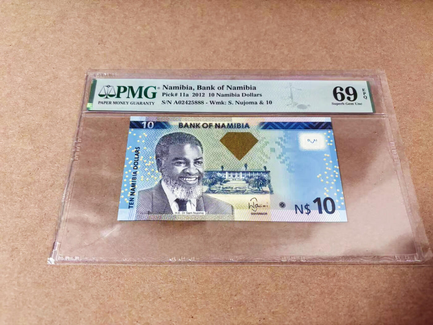 【Blue Auction】世界纸币精拍第635期【精】——16级TOP拍卖/信誉/品质/专业/高效💫 【888豹子号】纳米比亚 2012年10元 PMG69EPQ 近满分