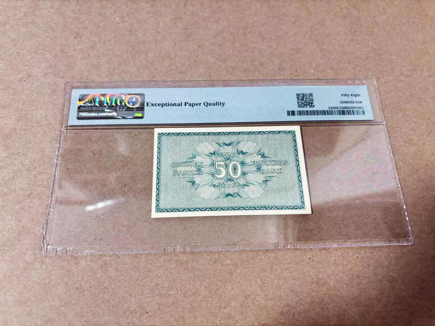 【Blue Auction】世界纸币精拍第635期【精】——16级TOP拍卖/信誉/品质/专业/高效💫 芬兰 早期 1918年50Pennia PMG58EPQ 原票