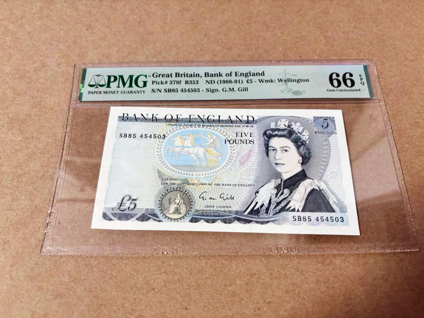 【Blue Auction】世界纸币精拍第635期【精】——16级TOP拍卖/信誉/品质/专业/高效💫 英国 1988-91年5镑 PMG66EPQ 