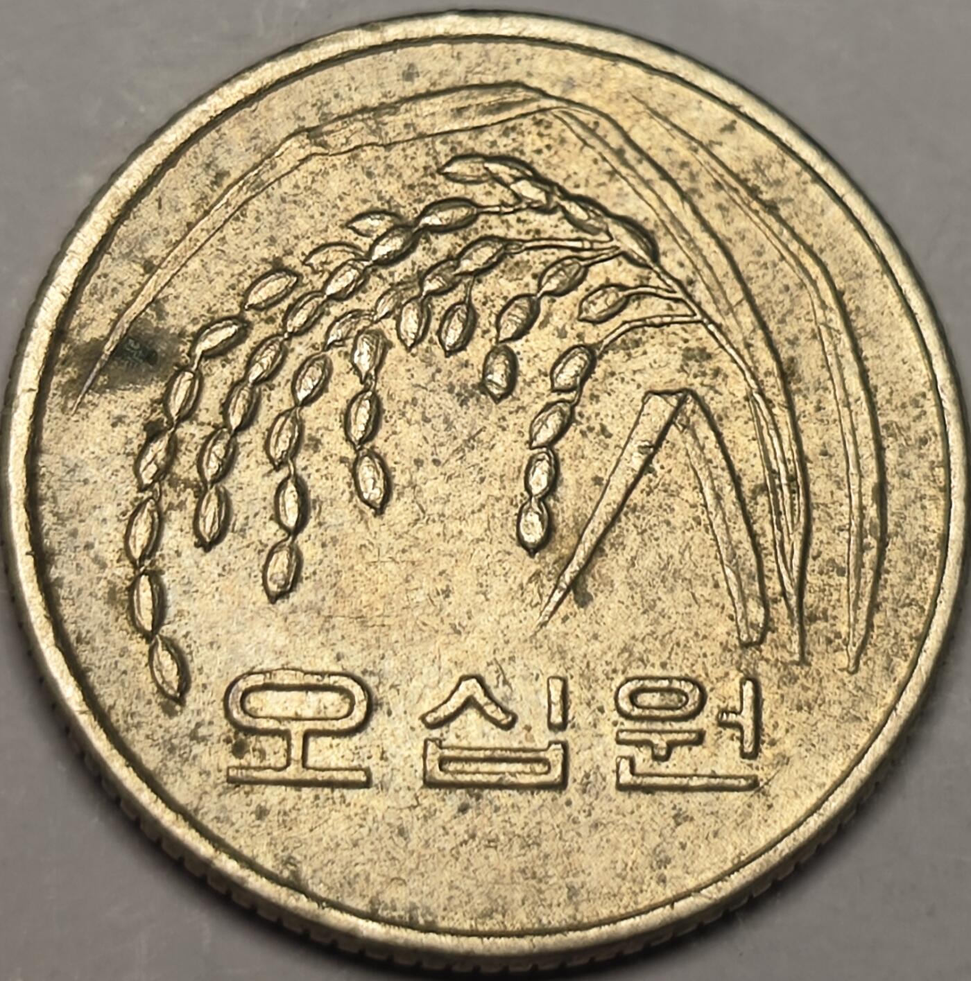 泉币菌-第10场-中外散币乐园 韩国1991年50元（五十元）FAO硬币稻穗🌾