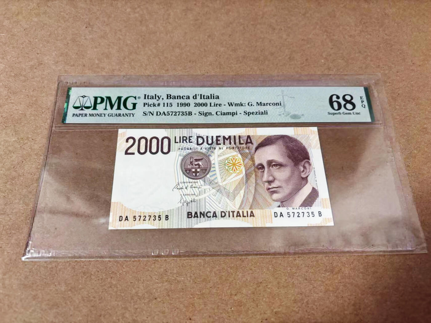 【Blue Auction】世界纸币精拍第635期【精】——16级TOP拍卖/信誉/品质/专业/高效💫 意大利 1990年2000里拉 PMG68EPQ 超高分