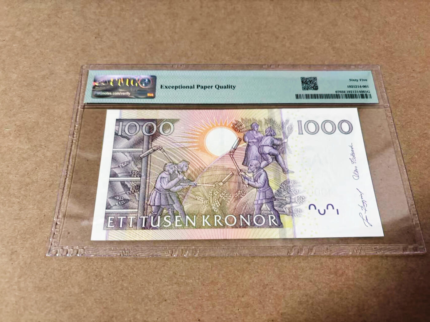 【Blue Auction】世界纸币精拍第635期【精】——16级TOP拍卖/信誉/品质/专业/高效💫 瑞典 2005年1000克朗 大胡子 PMG65EPQ 