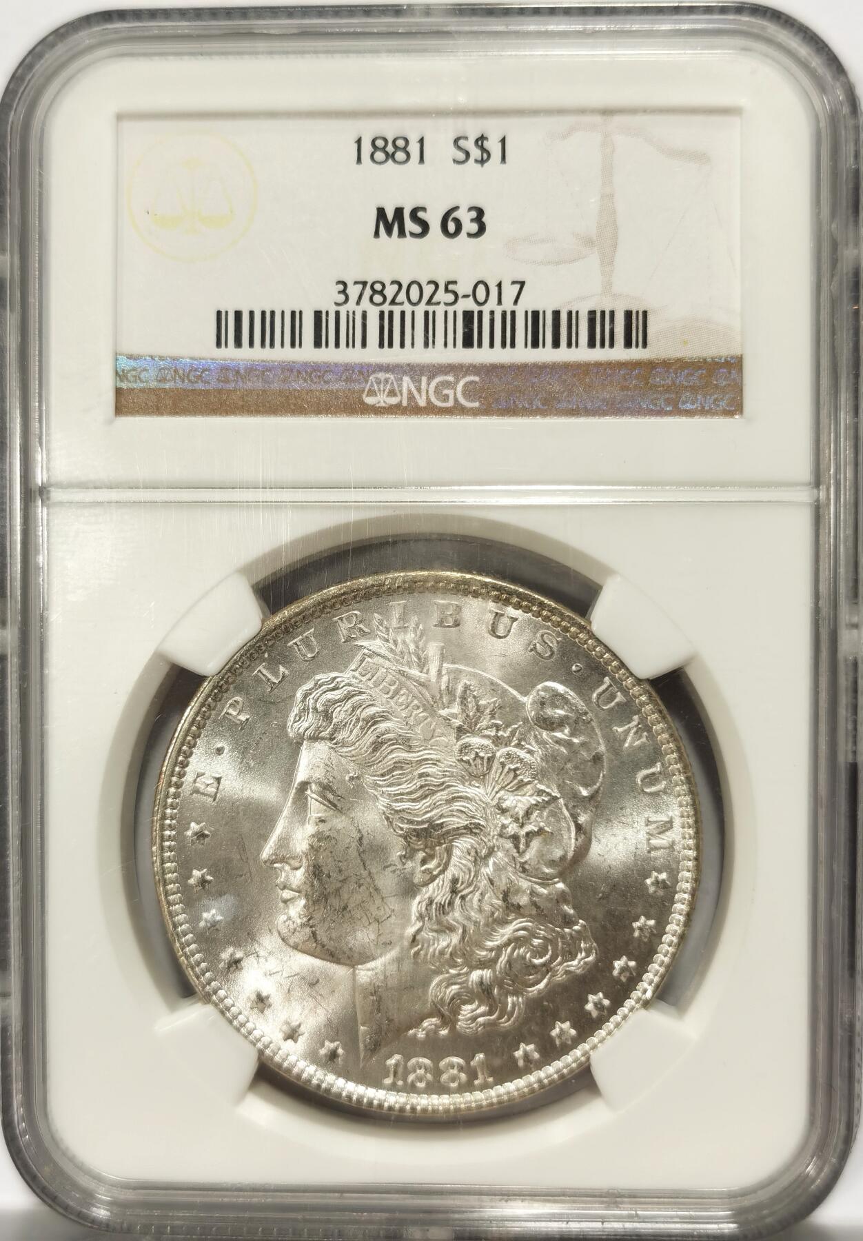 博洋堂世界钱币拍卖第115期（全场包邮） NGC MS63 1881美国摩根银币一元