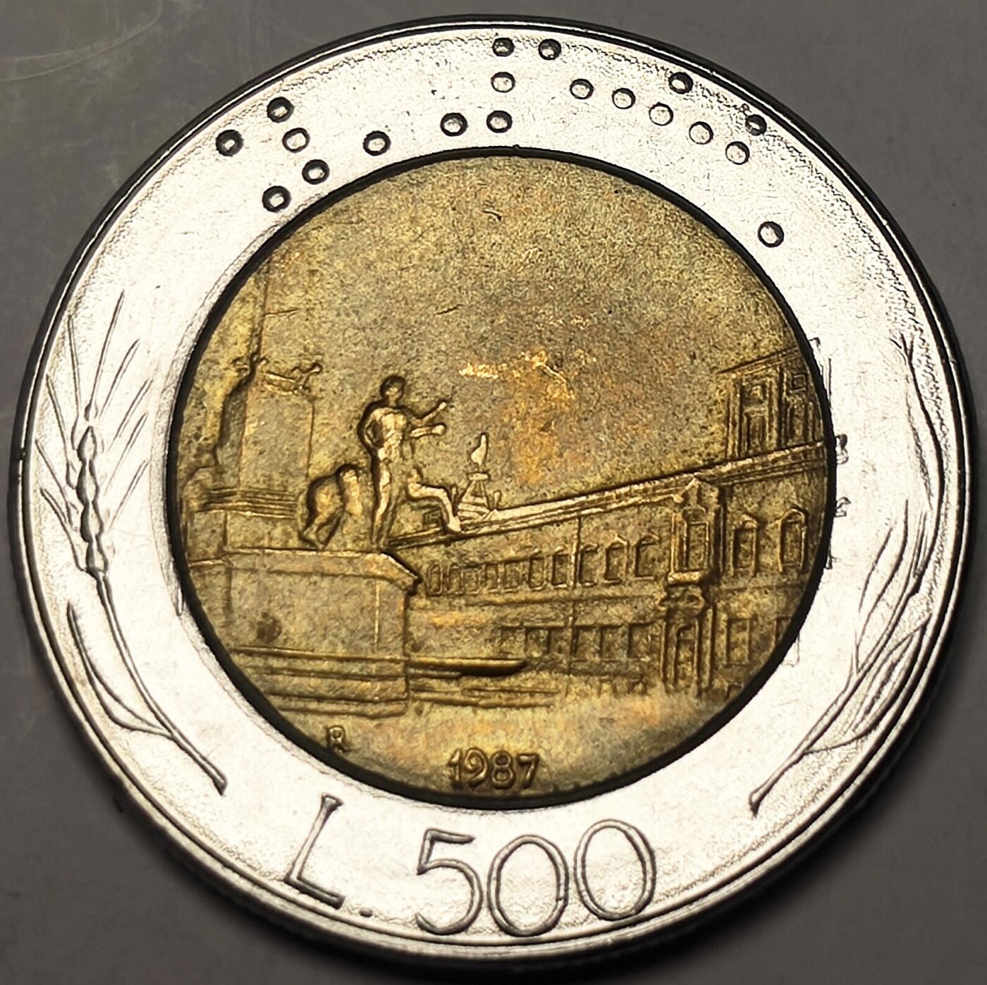泉币菌-第10场-中外散币乐园 1987年意大利500里拉 25.8mm 