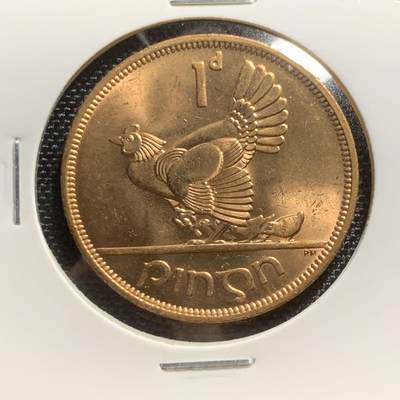 KK钱币收藏小铺 第247场 2月预留时间 周末发货 -  1968爱尔兰1便士铜币 母鸡