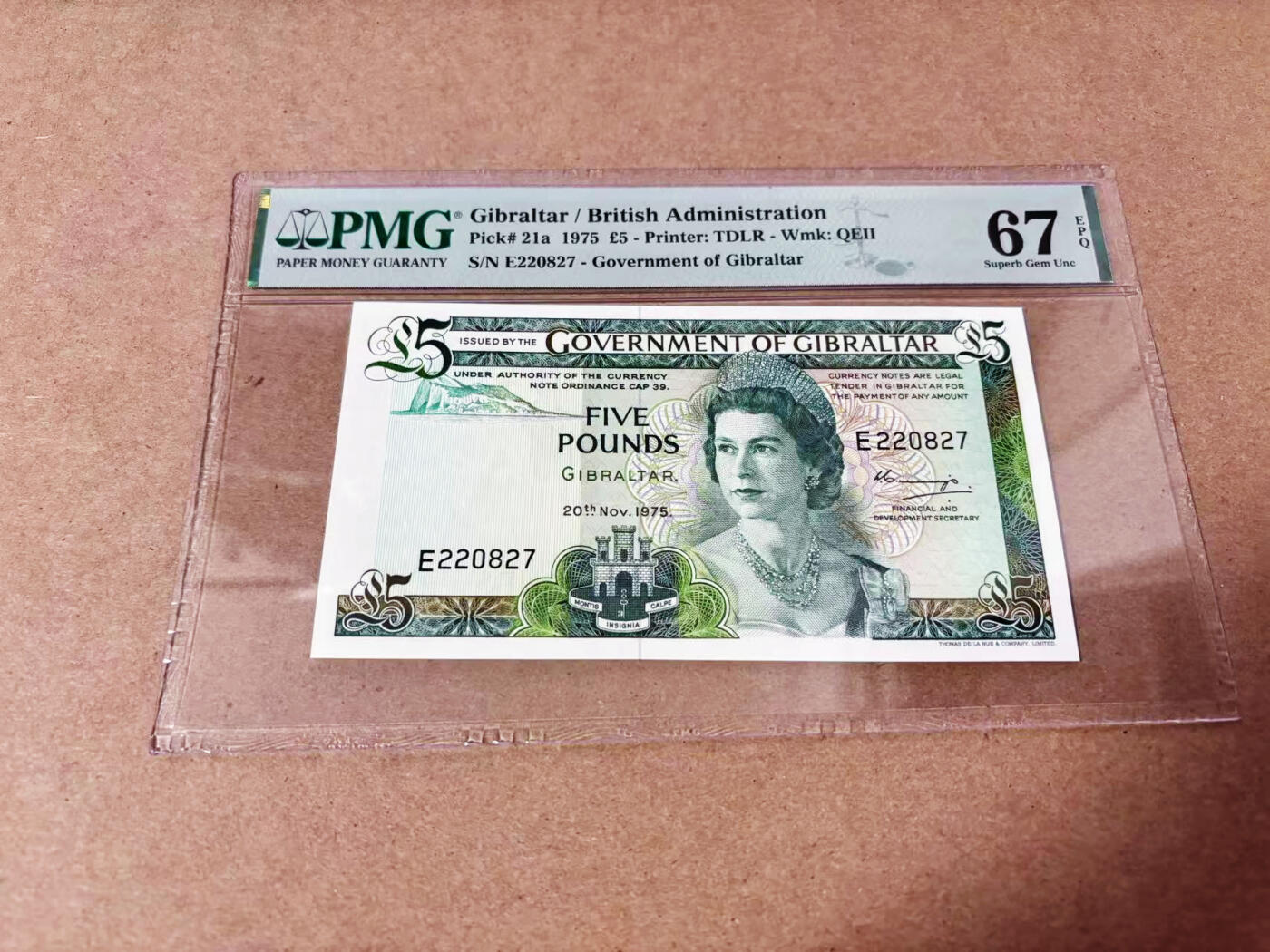 【Blue Auction】世界纸币精拍第635期【精】——16级TOP拍卖/信誉/品质/专业/高效💫 直布罗陀 1975年5镑 高冠女王 PMG67EPQ 高分