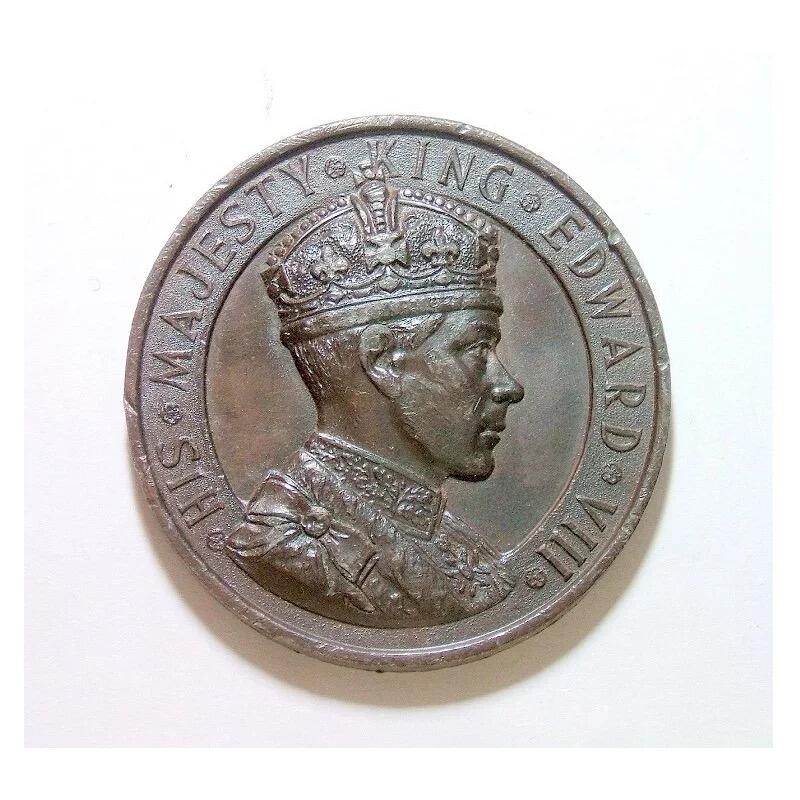英国1937年 爱德华八世+海神高浮雕精制大铜章 45MM