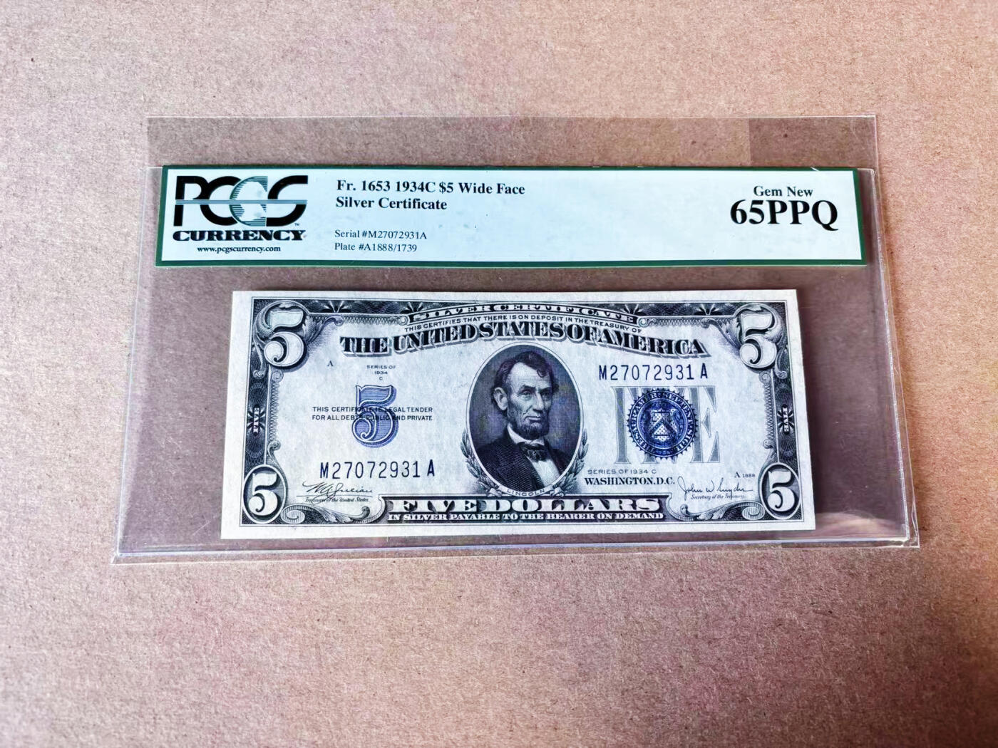 【Blue Auction】世界纸币精拍第635期【精】——16级TOP拍卖/信誉/品质/专业/高效💫 美国 1934C5美金 银币券 PCGS65EPQ 