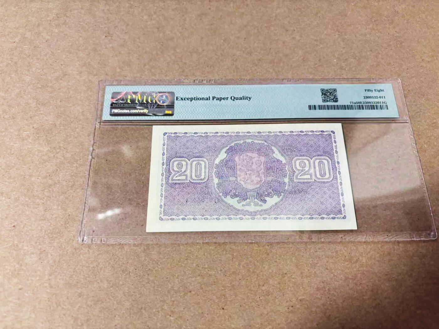 【Blue Auction】世界纸币精拍第635期【精】——16级TOP拍卖/信誉/品质/专业/高效💫 芬兰 1939年20马克 PMG58EPQ 原票