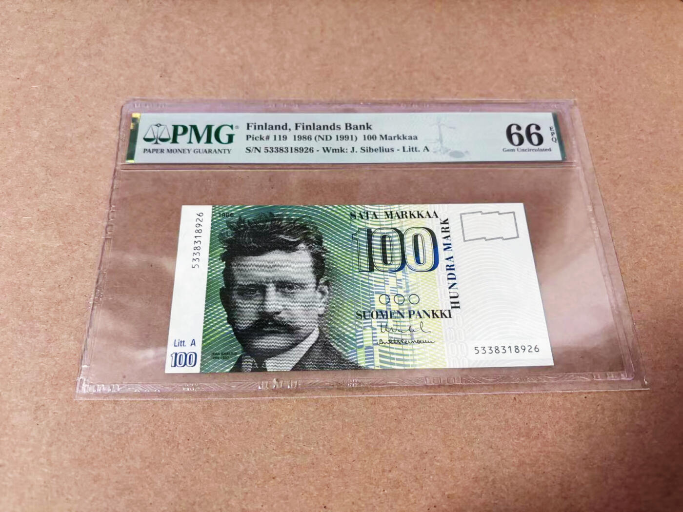 【Blue Auction】世界纸币精拍第635期【精】——16级TOP拍卖/信誉/品质/专业/高效💫 【无47】芬兰 1991年100马克  PMG66EPQ 