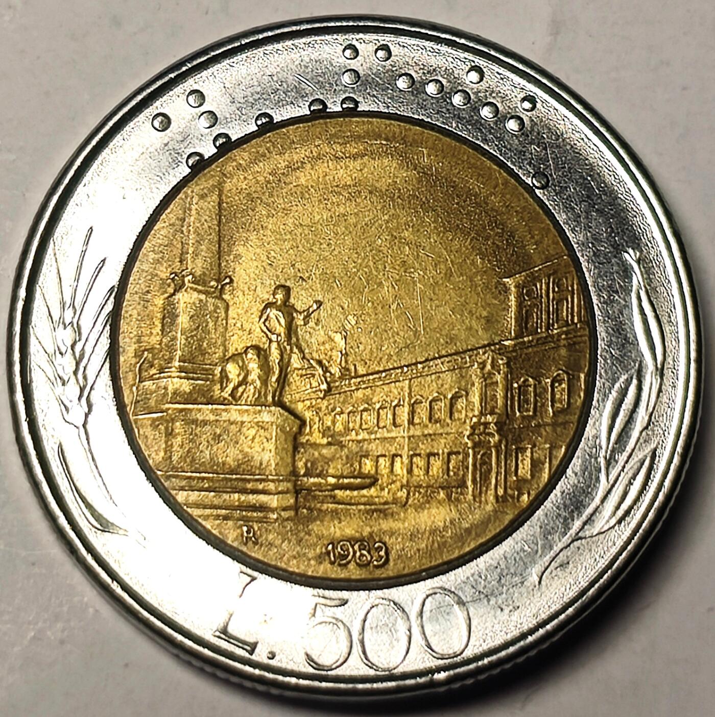 泉币菌-第10场-中外散币乐园 美品 意大利500里拉双色币直径26mm 