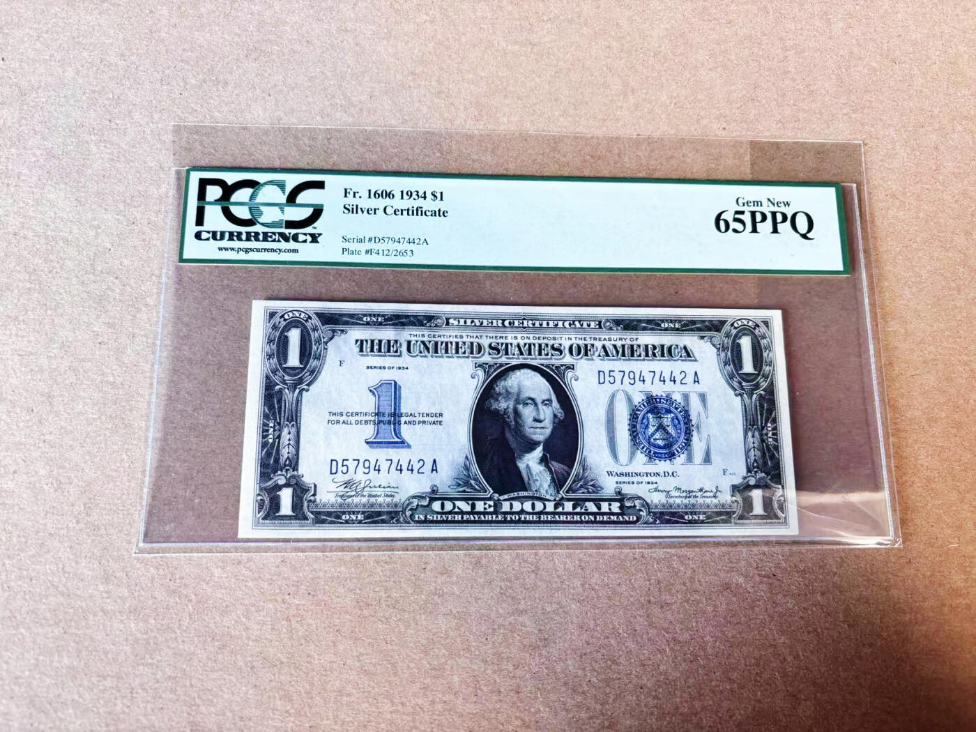 【Blue Auction】世界纸币精拍第635期【精】——16级TOP拍卖/信誉/品质/专业/高效💫 美国 1934年1美金 银币券 PCGS65EPQ 