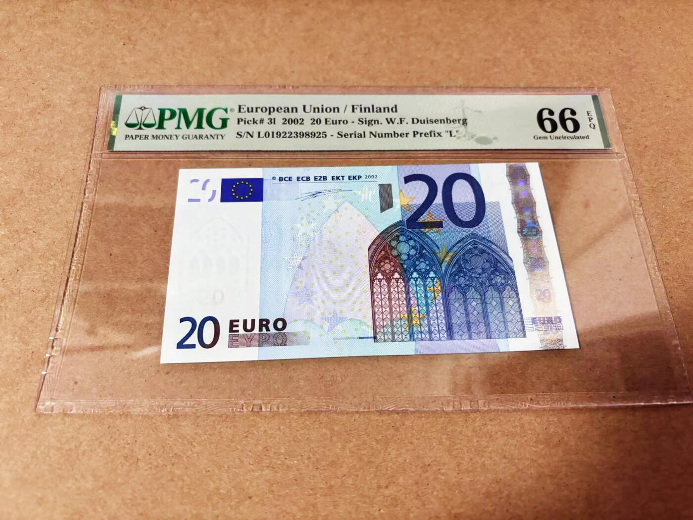【Blue Auction】世界纸币精拍第635期【精】——16级TOP拍卖/信誉/品质/专业/高效💫 【无47 首签】欧盟 2002年20欧元 芬兰版 PMG66EPQ 