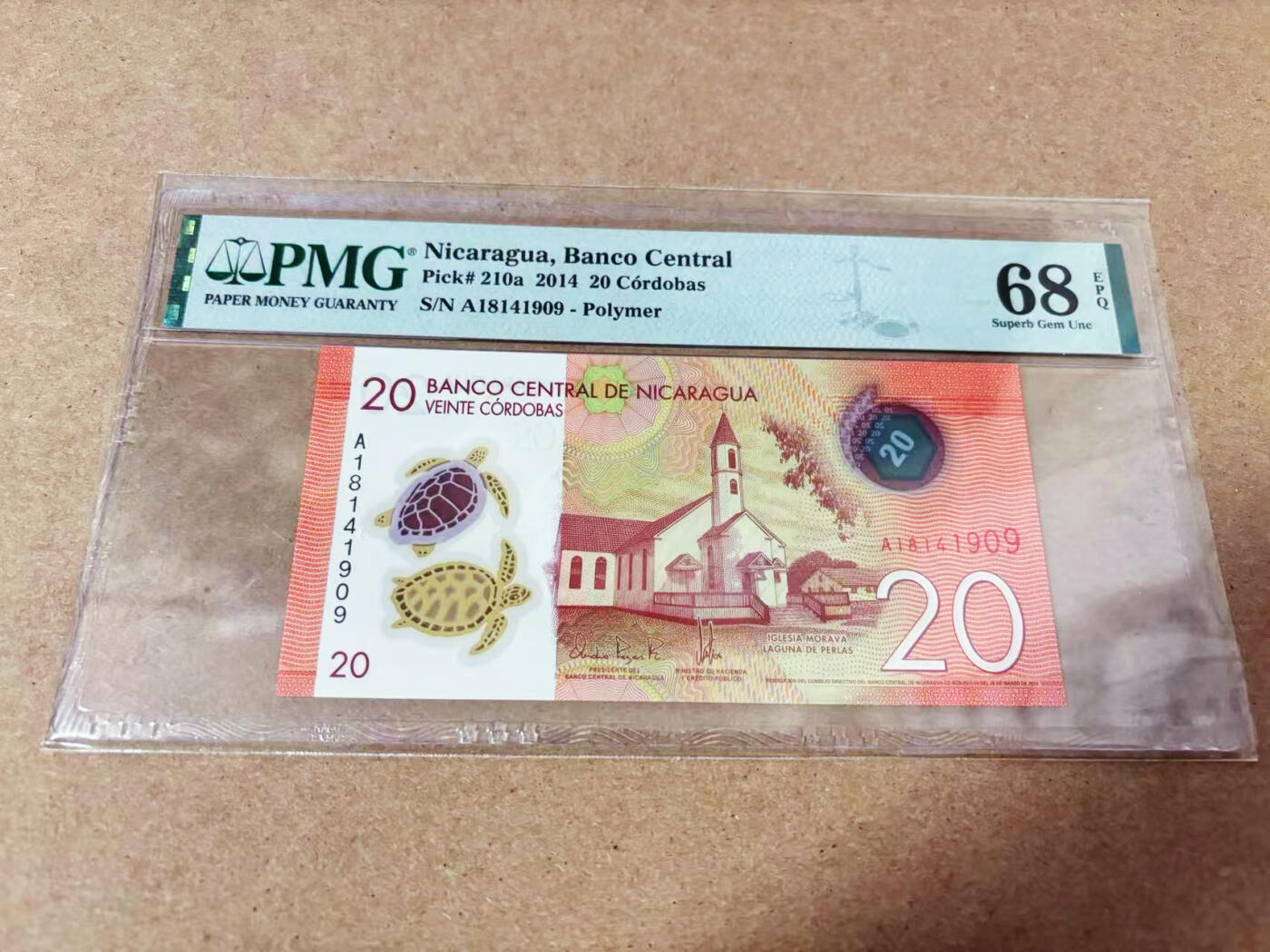 【Blue Auction】世界纸币精拍第635期【精】——16级TOP拍卖/信誉/品质/专业/高效💫 尼加拉瓜 2014年20科多巴 PMG68EPQ 超高分