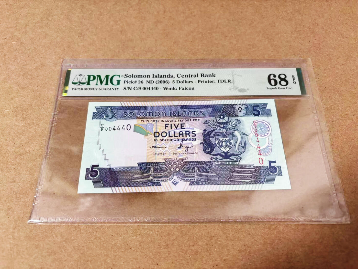 【Blue Auction】世界纸币精拍第635期【精】——16级TOP拍卖/信誉/品质/专业/高效💫 所罗门群岛 2006年5元 PMG68EPQ 超高分