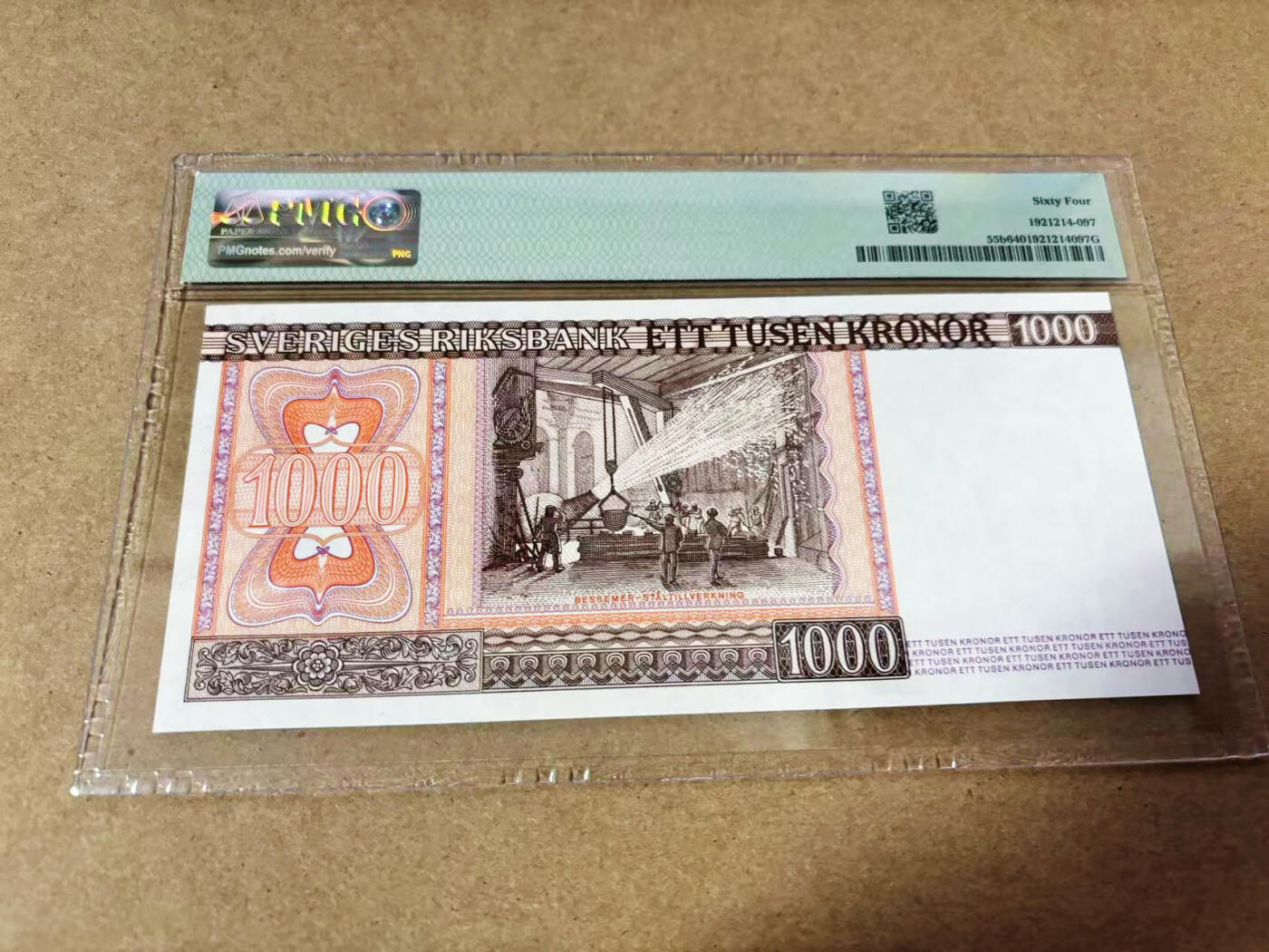 【Blue Auction】世界纸币精拍第635期【精】——16级TOP拍卖/信誉/品质/专业/高效💫 【无47】瑞典 1986年1000克朗 PMG64 大票幅 炼钢